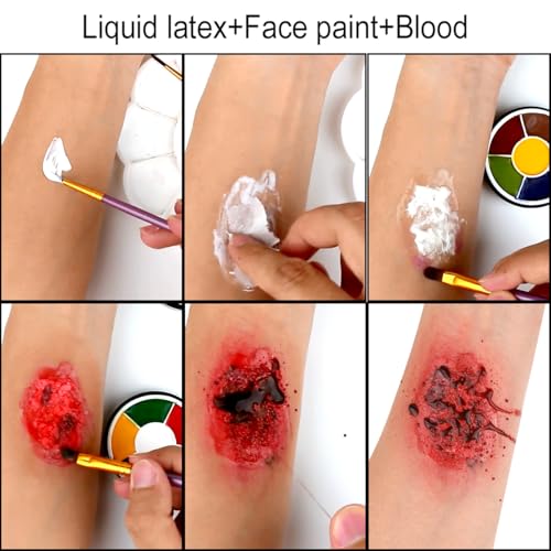 Professional SFX Makeup Kit with Liquid Latex, Blood, Face Paint & Sponges