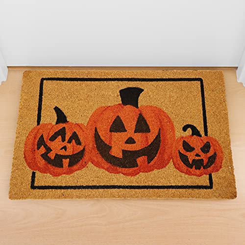 Halloween Pumpkin Doormat 30x17 Inch Non-Slip Coir Front Door Rug Indoor Outdoor Decor