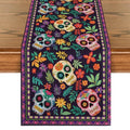 Mexican Sugar Skull Table Runner - Day of The Dead Decor 13x48 Inch Multi Color