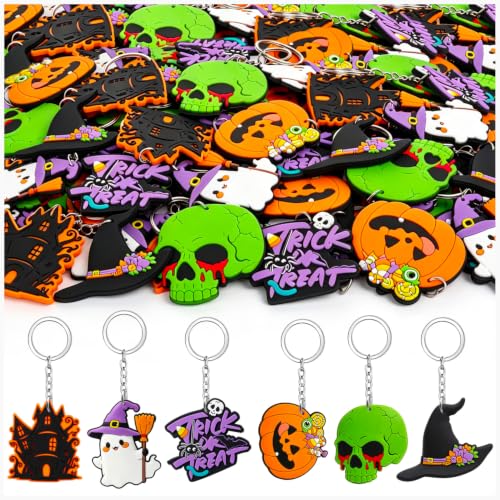 Halloween Keychain Set - 90 Spooky Horror Keychains for Party Favors & Gifts - Variation 90