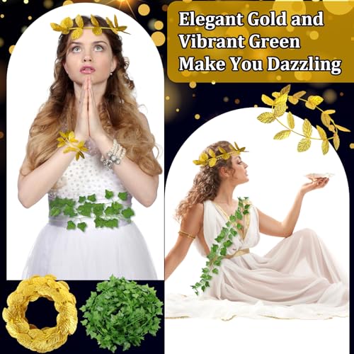 Greek Toga Party Decorations Set with Laurel Crowns & Faux Vines - 20 Pcs