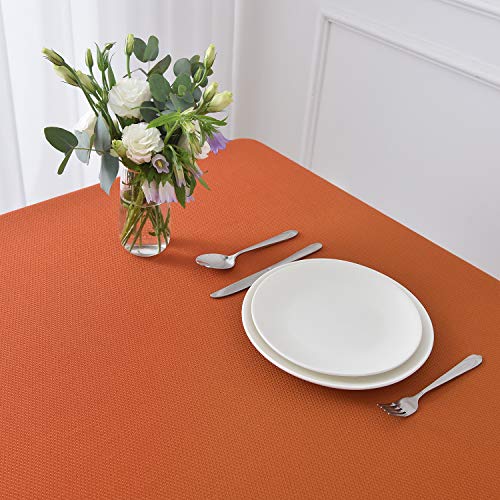 70x52 Inch Waterproof Textured Tablecloth - Rust, Spillproof & Wrinkle-Free