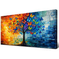 Tree of Life Wall Art Canvas - Colorful Butterfly Tree of Life 40" x 20"