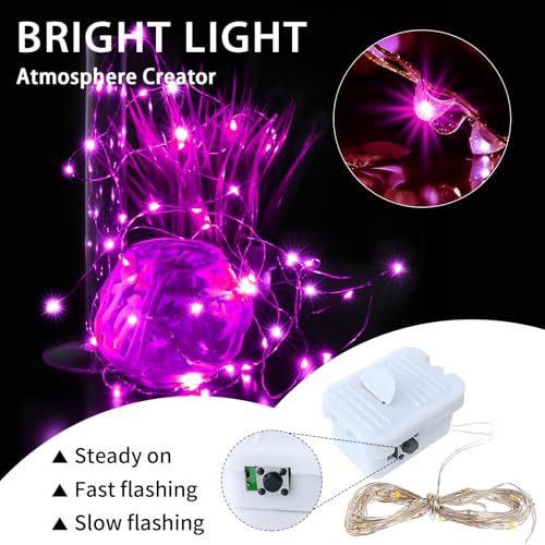 Pink Fairy Lights Battery Operated 50 Pack 7ft 20 LED String for Valentine's Easter Christmas