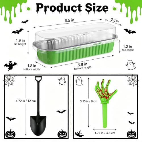 Halloween Mini Cake Pans with Lids & Spooky Zombie Hands Toppers - 24 Pack