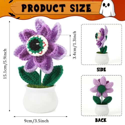 Purple Knitted Eyeball Flower Halloween Decor Spooky Home Gift Ornament