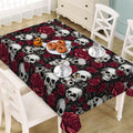 Halloween Gothic Skull Rose Rectangle Tablecloth 60 x 84 Inches - Skull Variation
