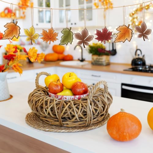 Trendy Fall Wooden Maple Leaf Ornaments for Tree - 24 pcs Halloween Thanksgiving Decor