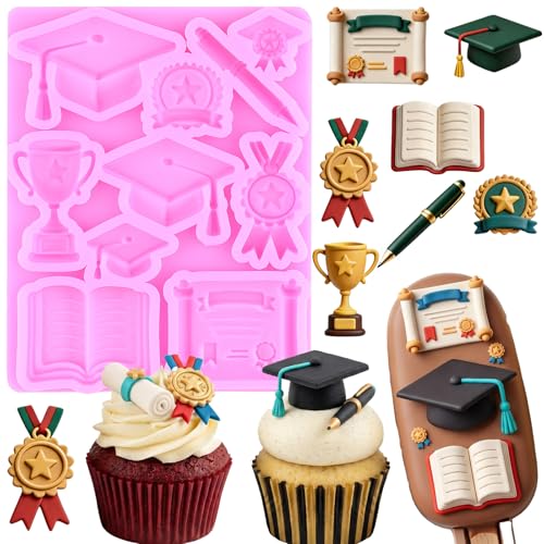 Graduation Theme Silicone Molds 3D Grad Cap Fondant Mold - Style D