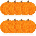 8 Pack Fall Crochet Pumpkin Coasters Halloween Thanksgiving Decor - Cute Table Mats