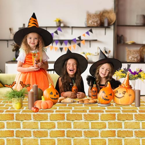 Yellow Brick Tablecloths 4-Pack - Rectangular Party Covers for Halloween, Wizard & Holiday Events