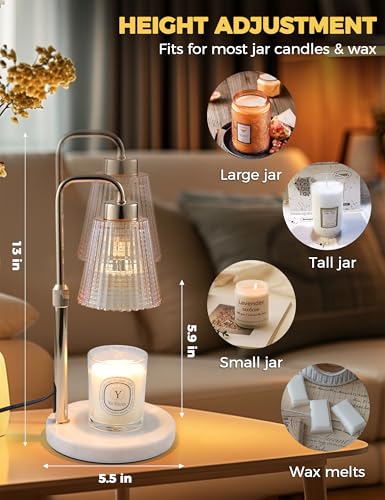 Marble White Candle Warmer Lamp with Cycle Timer, Dimmable Wax Melt Burner