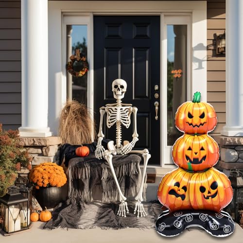 Halloween Pumpkin Foil Balloons Set - 55 Inch Standing Decor for Party