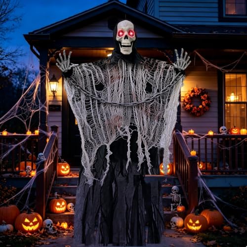 71-Inch Life Size Halloween Hanging Ghost Decorations with Sound & Adjustable Arms