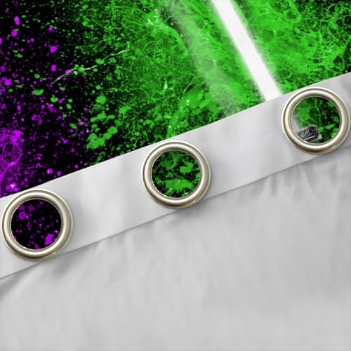 Light Saber Window Curtains Set - Purple Green Tie Dye for Kids Bedroom & Living Room, 52 x 84 Inches, 2 Panels