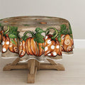 Horaldaily 90 Inch Round Fall Tablecloth - Brown Autumn Harvest for 60-72 Inch Tables