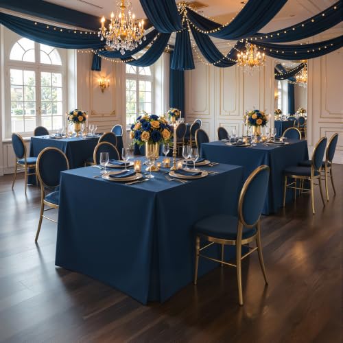 Navy Blue Square Tablecloth 34x34 Inch Pack Waterproof Fitted Cover
