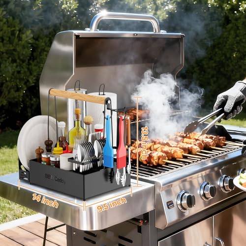 BBQ Grill Caddy with Paper Towel Holders & Utensil Compartments - Color C