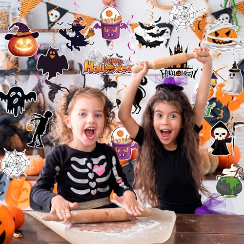 Halloween Hanging Swirl Decorations 32pcs Ghost Bat Pumpkin Party Supplies