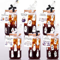 Halloween Ghost Glass Cups 16 oz Set with Lid Straw & Stopper - 6 Styles
