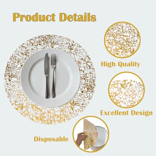 Gold Mesh Disposable Placemats Set of 12 - Christmas & Holiday Table Decor