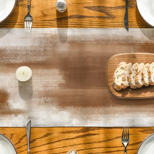 Brown Abstract Modern Art Table Runner 13x72 Inch Pack of 2 - Farmhouse Kitchen Decor