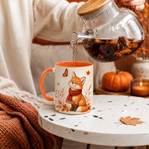 Fox Fall Coffee Mug & Keychain Set - Autumn Fox Gift for Women - 11 Oz Ceramic