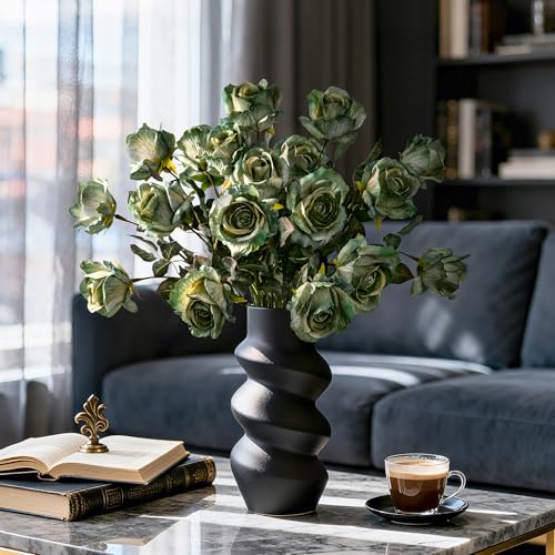 Artificial Roses Fake Flowers 20PCS Long Stem Silk Roses for Vase Green - Autumn Decor