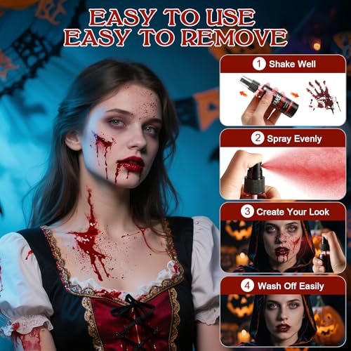Fake Blood Spray - Light Edition, 60ML Realistic Halloween & Cosplay SFX Makeup