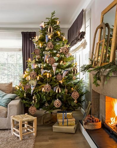 Christmas Ornaments Set - Brown & Gold Shatterproof Tree Balls, 4.7 Inch - Hollyone