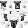 30 Pack Gothic Themed Plastic Cups and Spooky Birthday Balls for 30th Party