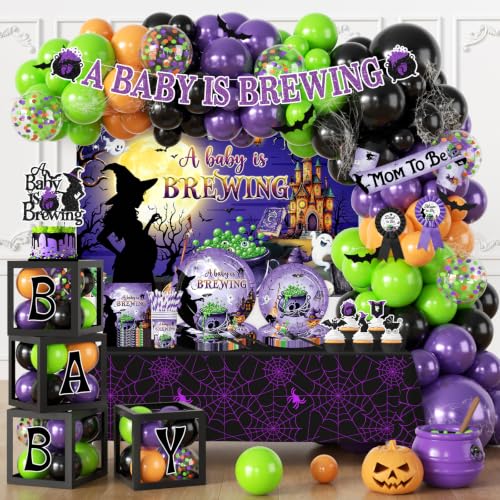 Halloween Baby Shower Decorations 242pcs Set - Gender Reveal Party Supplies