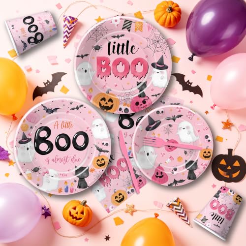 Halloween Baby Girl Shower Decorations Set - Little Boo Themed Party Supplies