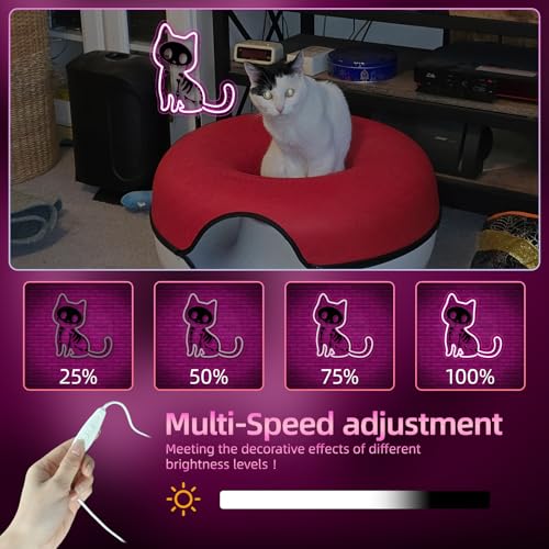Pink Cat Neon Sign - Cute Animal Neon Light for Pet Spaces with Variation Colorful A Cat