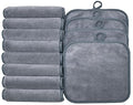 Reusable Microfiber Makeup Remover Cloths - 12 Pack Gray 8x8 Inch - Gentle Face Pads