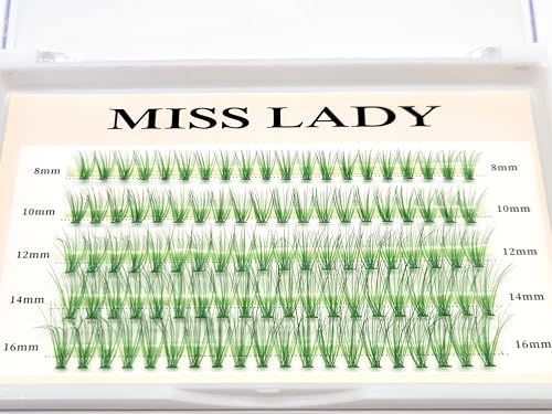 Faux Mink Lash Clusters with Mixed Lengths - Green 20D Curl C, 8-16mm, 100 Pcs