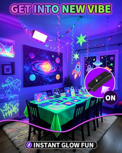 Black LED Black Lights with Switch & Plug 100W IP66 Waterproof 2 Pack - Variation of Black / 2