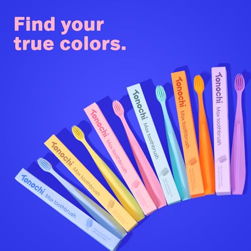 Tonochi Max Extra-Soft Toothbrush for Adults Sensitive Gums – Gentle Bristles, Wide Angled Head for Back Teeth, Ergonomic Non-Slip Grip, BPA-Free Handle, Individually Wrapped, 4-Pack(Pink)