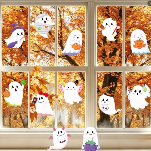 Halloween Ghost Paper Cutouts - 60 Pack Wall Decorations for Classroom, Party & Home