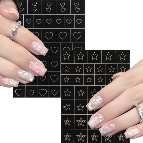 Black Airbrush Stencil Nail Art Stickers - 6 Sheets, 190 Patterns