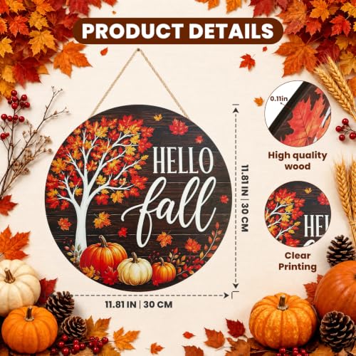 Fall Outdoor Welcome Sign for Front Door Halloween Decor - Rustic Wood