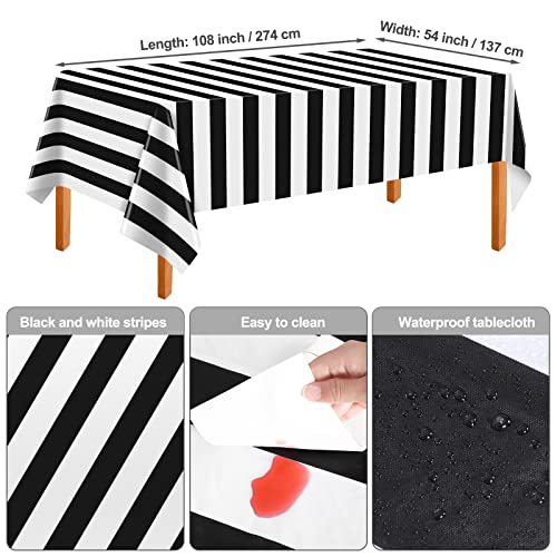 Black and White Striped Party Supplies Set - 113 Pieces for Halloween, Birthday, Wedding