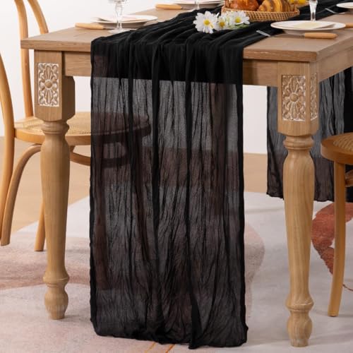 Black Halloween Fall Cheesecloth Table Runner 10 Ft 3-Pack - Gothic Decor