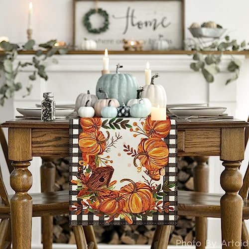 13x108 Inch Fall Table Runner - Black Polyester Home Decor for Party & Dining