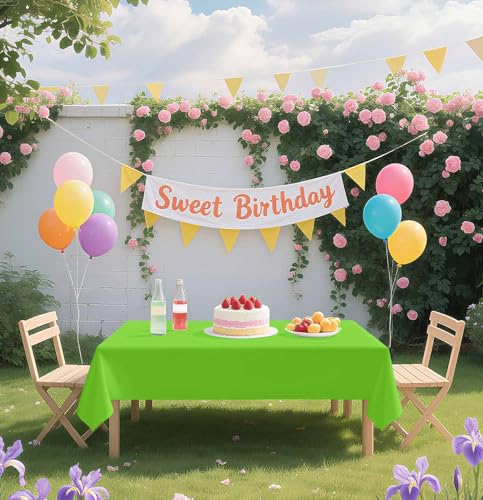 Disposable Lime Green Rectangle Tablecloth 54x108 Inches - 2 Pack, Waterproof Party Cover