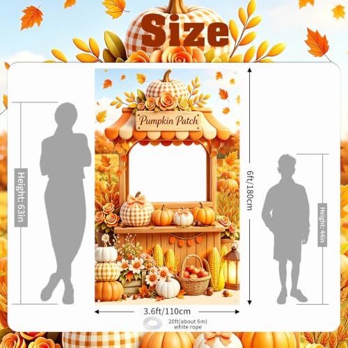 Fall Photo Banner with Pumpkin Cutout 3.6x6ft Halloween Thanksgiving Decor