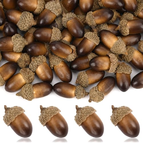 Dark Artificial Acorns Bulk for Autumn Crafts & Thanksgiving Decor - 80pcs