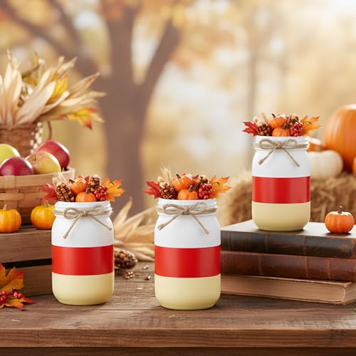 Candy Corn Mason Jars Set of 4 - Halloween Fall Decor & Storage
