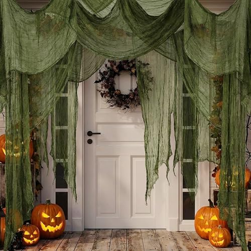Green Halloween Creepy Cloth - 400x85 Inch Oversize Gauze for Spooky Decorations