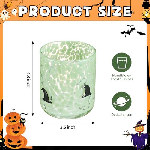 Halloween Witch Hat Glass Cups Set - 14oz Double-Layer Drinkware, Party & Gift
